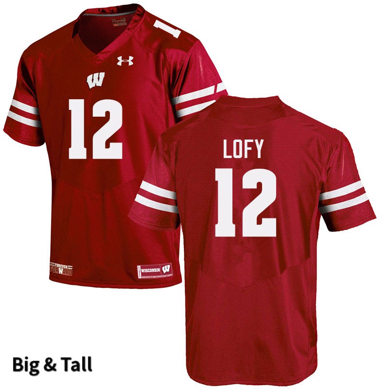 Wisconsin Badgers Men's #12 Max Lofy NCAA Under Armour Authentic Red Big & Tall College Stitched Football Jersey OK40Y61EO